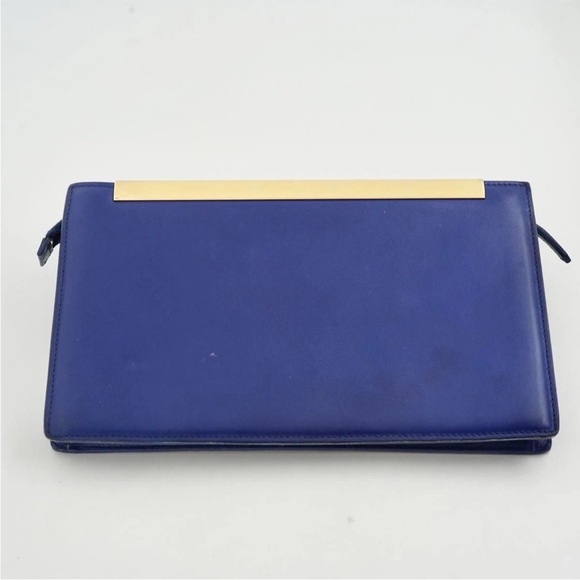 Saint Laurent Royal Blue Clutch with Gold Detail - Picture 2 of 8